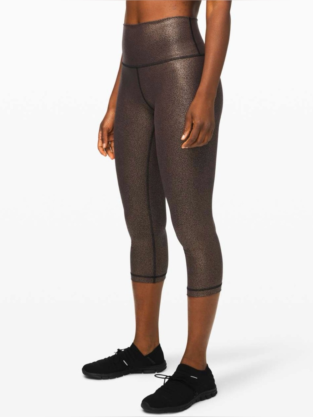 Lululemon Wunder Under Crop High-Rise Foil 21" Luminosity Foil Black Copper Foil